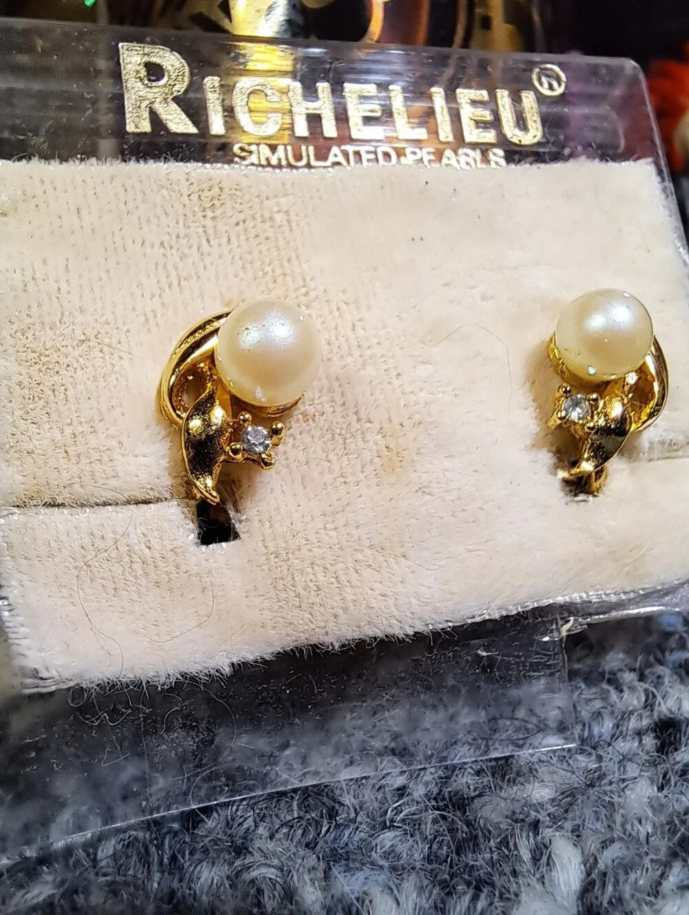 Vintage Richelieu Simulated Pearl and Gold Toned Earrings